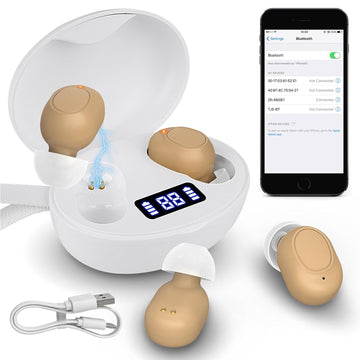 Clear Bluetooth Hearing Amplifiers for Seniors with Noise Cancelling and LED Display by Daytech